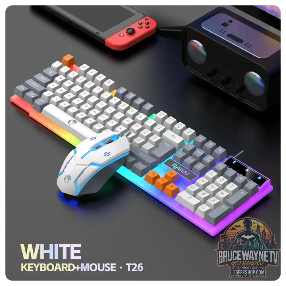 Clavier et clavier simples souris RAIKU T26 clavier lumineux à trois tons souris filaire mécanique tactile souris