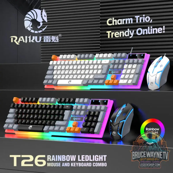 Clavier et clavier simples souris RAIKU T26 clavier lumineux à trois tons souris filaire mécanique tactile souris