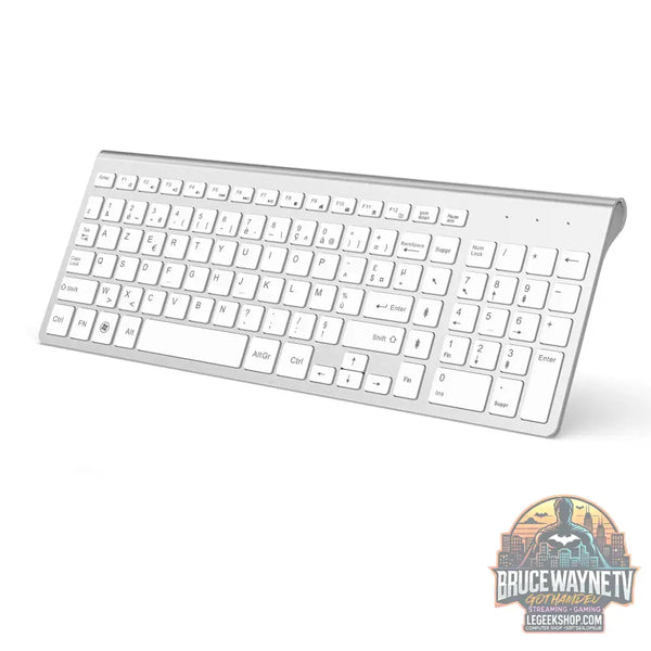 Clavier Sans Fil (AZERTY Disposition) 2,4Ghz Ultra-Fins Compacte Clavier Portable Silencieux 2400 DPI Ergonomique