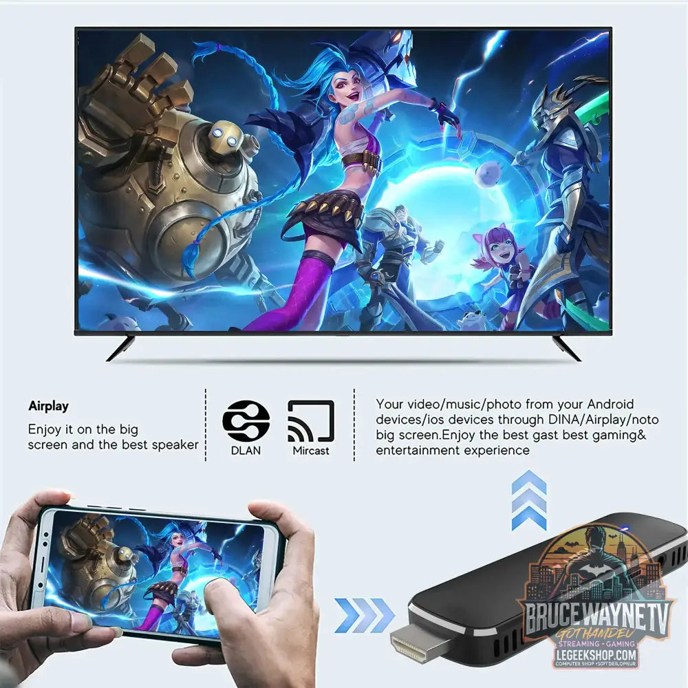 Clé TV Mortal Q8, Android 14 WiFi 6 4K/8K Chromecast - Clé TV / TV Stick
