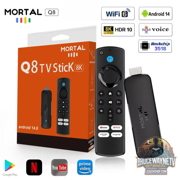 Clé TV Mortal Q8, Android 14 WiFi 6 4K/8K Chromecast - Clé TV / TV Stick