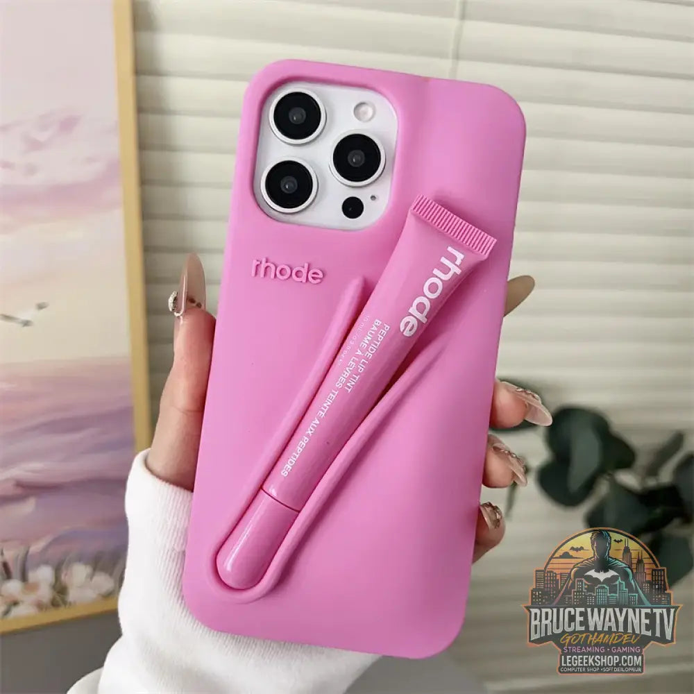 Coque iPhone Rhode Style Porte-Rouge à Lèvres - Silicone Dopamine - Rose / No Lipstick / For iPhone11 - Coque Téléphone