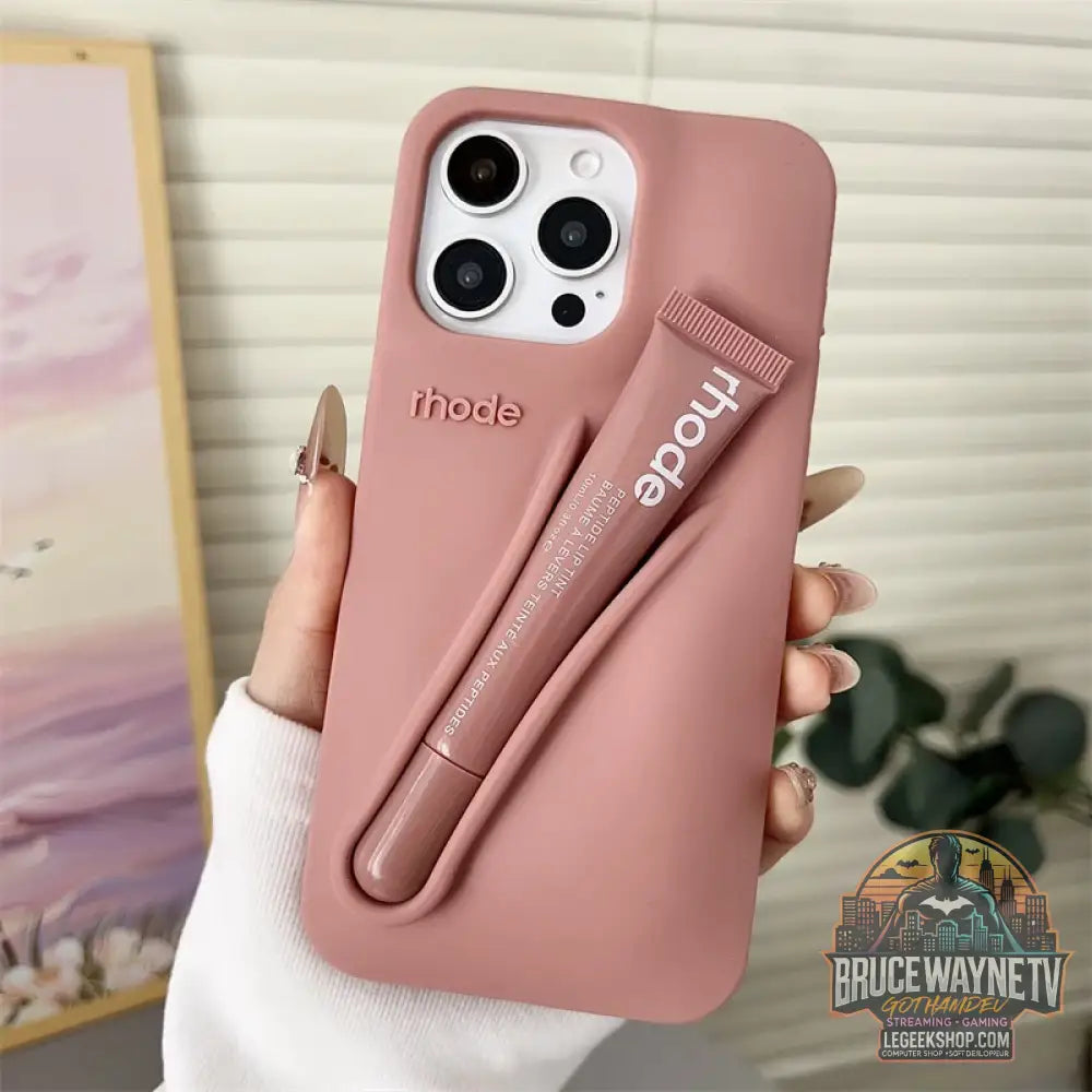 Coque iPhone Rhode Style Porte-Rouge à Lèvres - Silicone Dopamine - Toast / No Lipstick / For 16E-15-14-13 - Coque