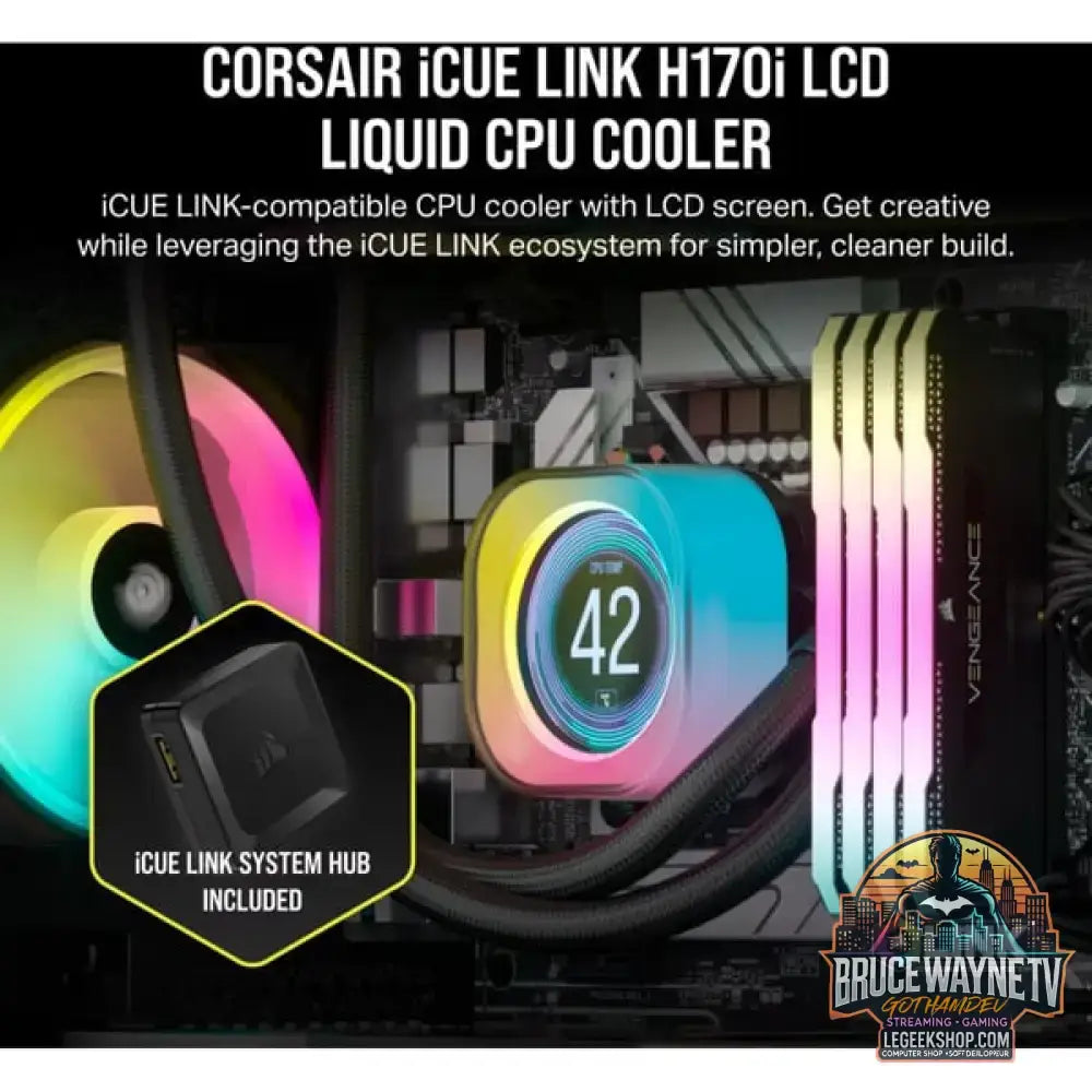 Corsair iCUE LINK H170i LCD Liquid CPU Cooler, Wasserkühlung schwarz - Corsair - vue 2