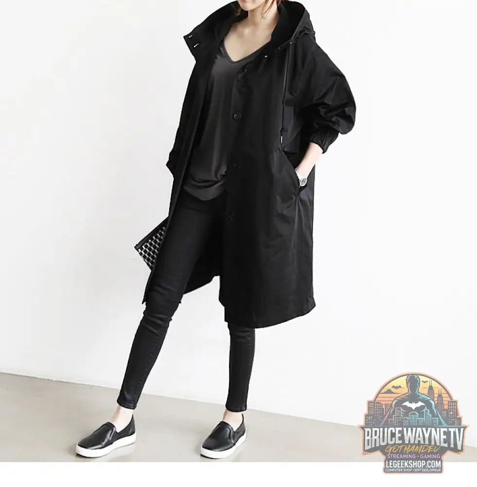 Coupe-Vent Femme Capuche Imperméable Randonnée Camping Outdoor - Black / 2XL - Veste Femme