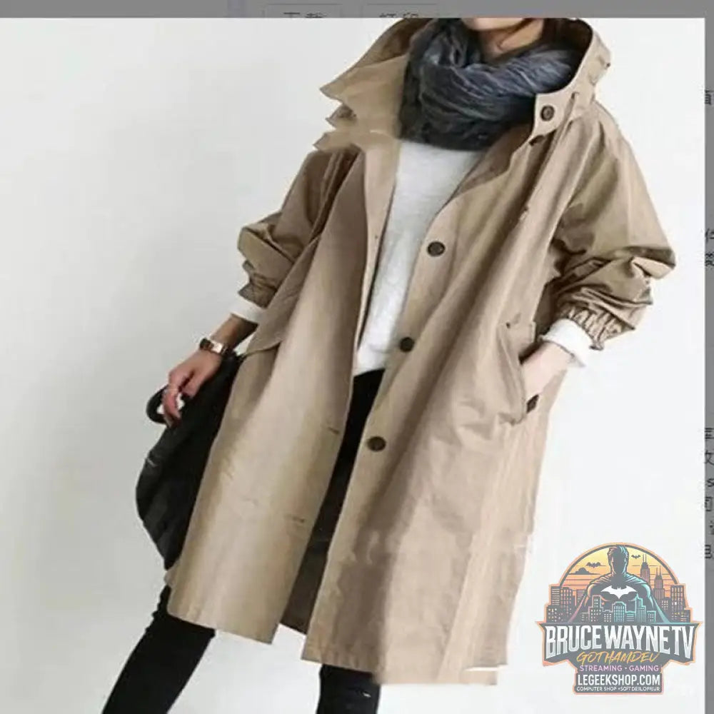 Coupe-Vent Femme Capuche Imperméable Randonnée Camping Outdoor - Khaki / 2XL - Veste Femme