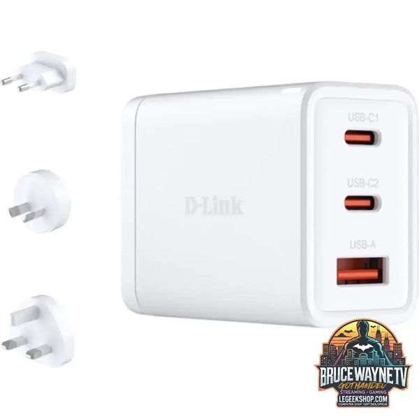 D-Link 65W GaN Ladegerät DCP-651, PD 3.0, QC 3.0 weiß, 1x USB-A, 2x USB-C - D-Link