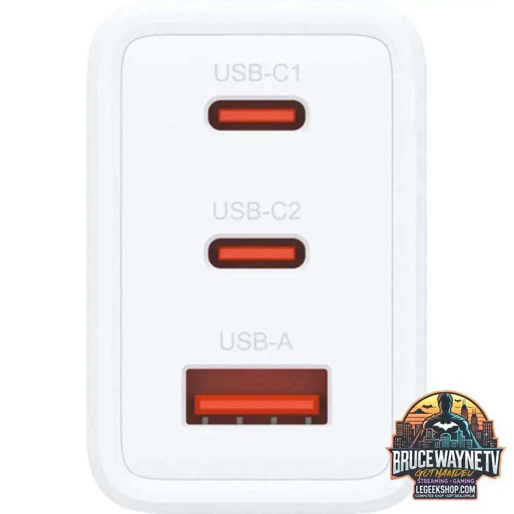 D-Link 65W GaN Ladegerät DCP-651, PD 3.0, QC 3.0 weiß, 1x USB-A, 2x USB-C - D-Link - vue 2