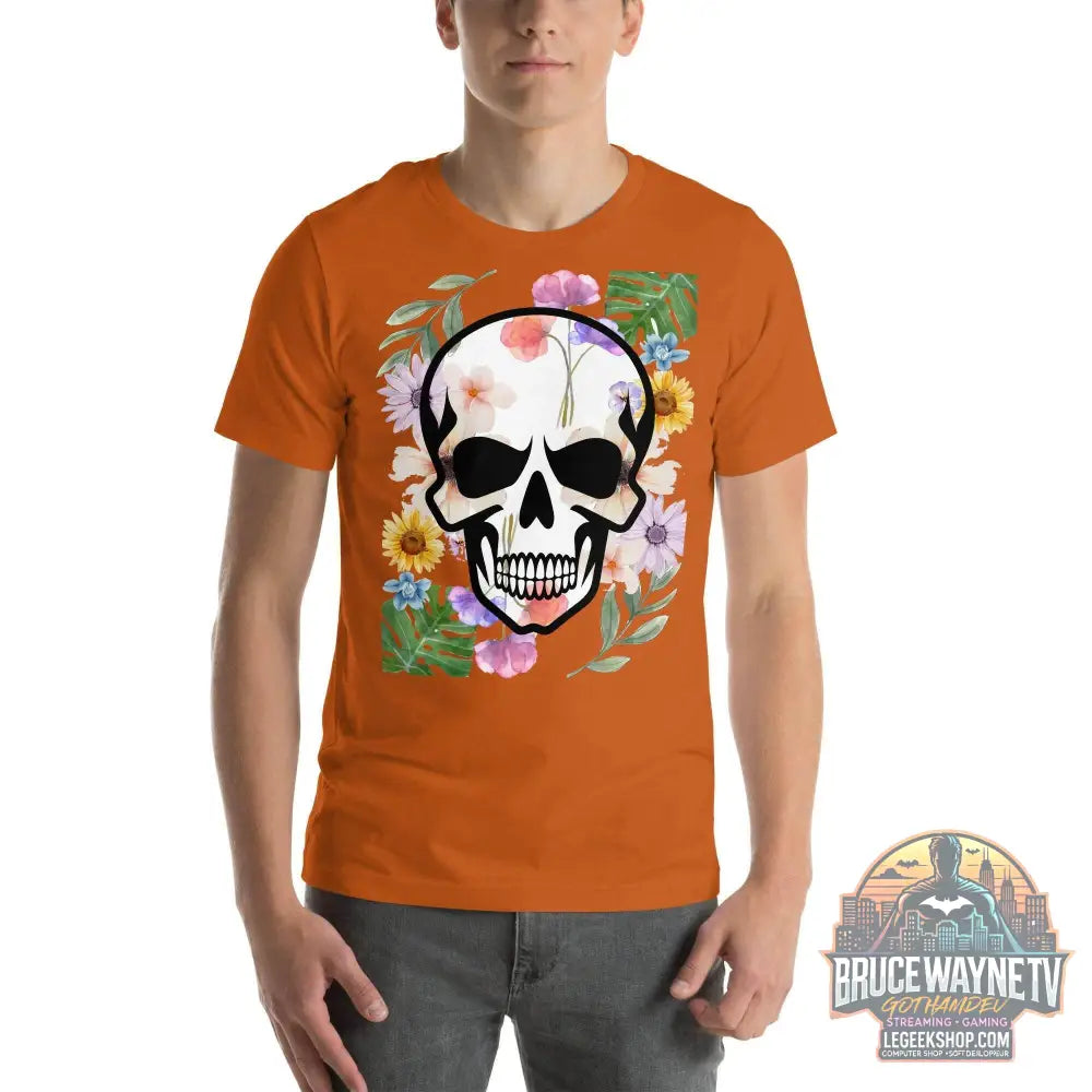 T-shirt Unisexe à Imprimé Crâne et Fleurs - Mode Estivale | Wayne Outfitters - Legeekshop