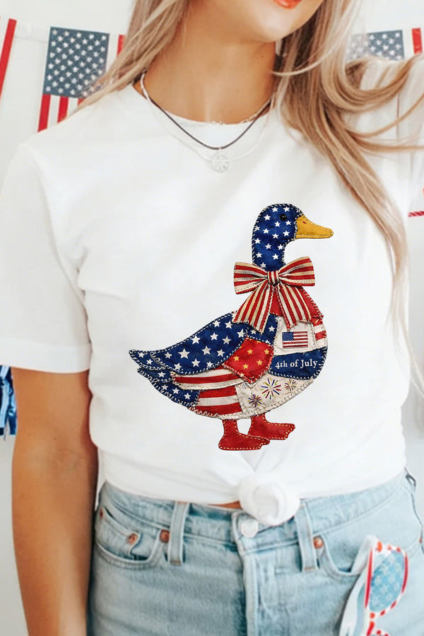 T-shirt graphique, patchwork — blanc