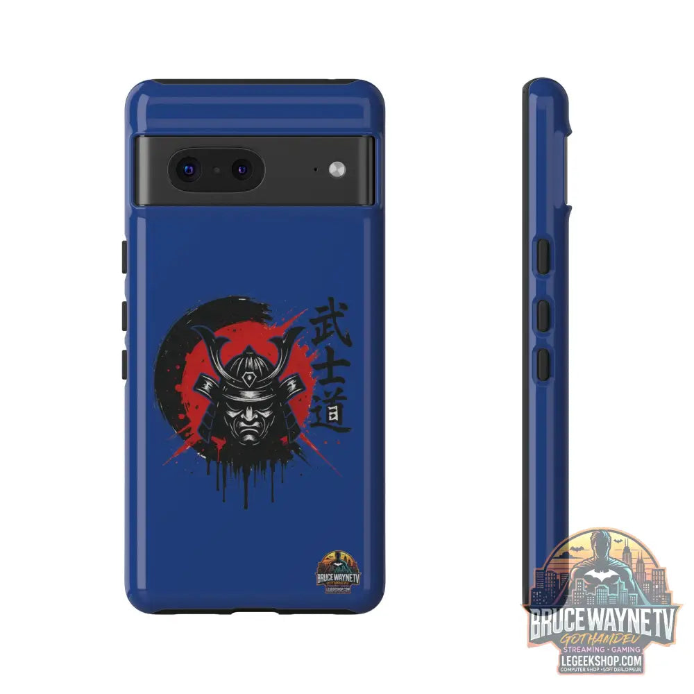 📱 samurai phone case Bleue foncé – coque renforcée Pixel & Galaxy 📱 - Google Pixel 7 / Glossy - Phone Case