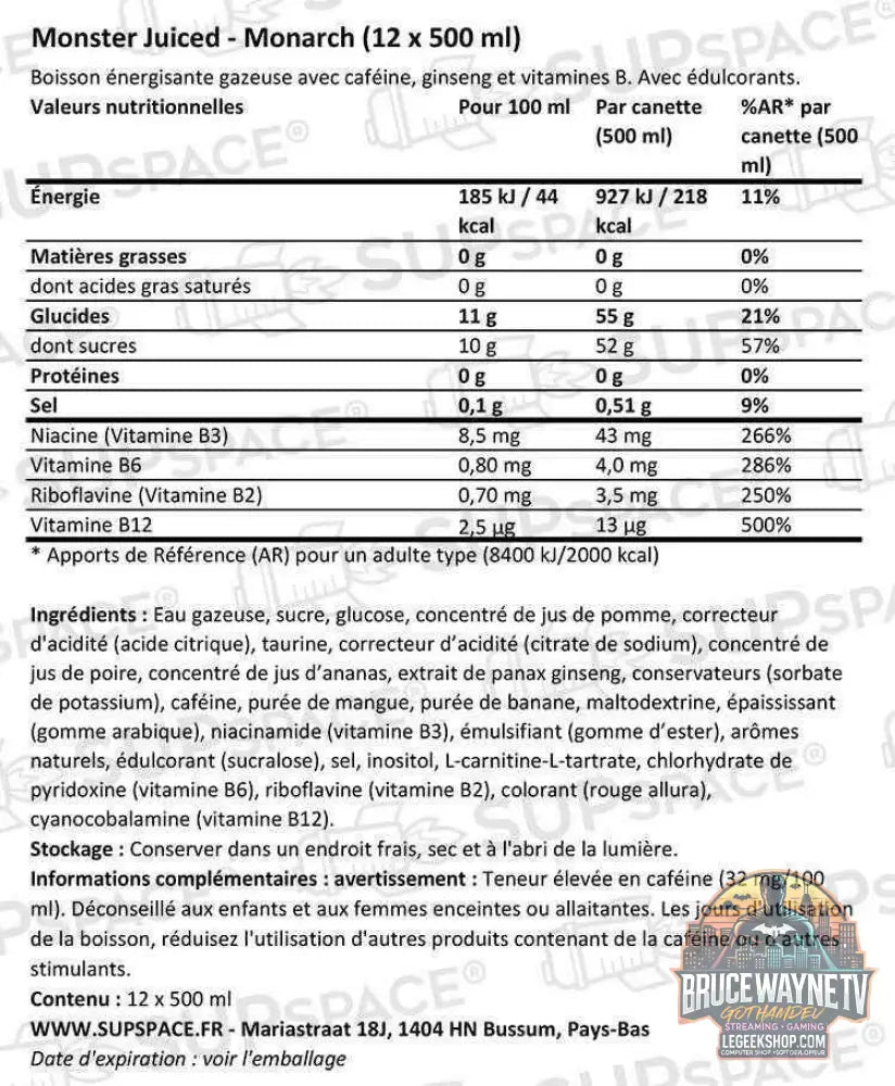Monster Energy Juiced Monarch (12 x 500 ml) ou à l’unité - Legeekshop
