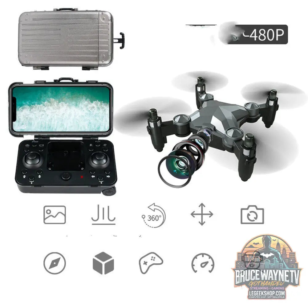 Drone Enfant Mini Pliable Caméra Télécommande Jouet Volant - Titanium grey 480P / USB - Drone Jouet