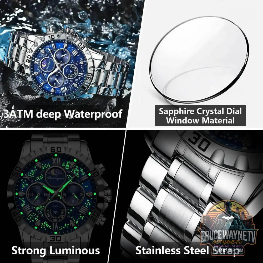 Montre de sport à quartz de luxe pour homme, étanche, Shoous, acier inoxydable, chronographe, horloge | POEDAGAR - Legeekshop