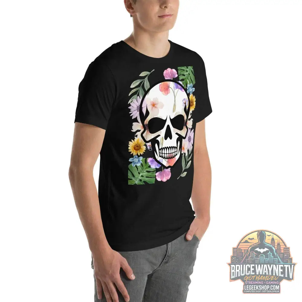 T-shirt Unisexe à Imprimé Crâne et Fleurs - Mode Estivale | Wayne Outfitters - Legeekshop