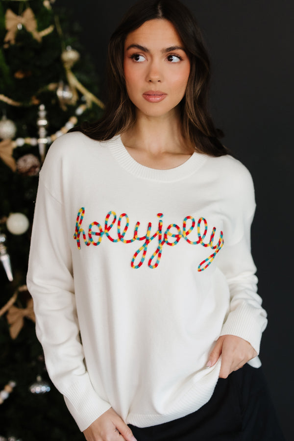 Pull femme Noël, en maille, ample — beige