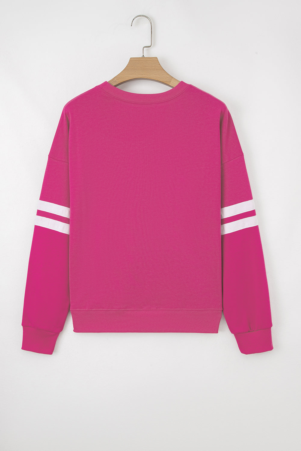 Sweat détails varsity, épaules tombantes, oversized — blanc