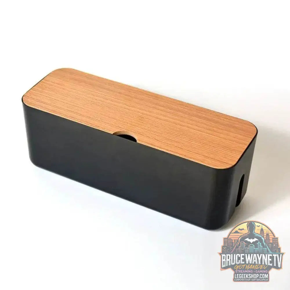 🔌 Boîte de Rangement Câbles avec Couvercle Bambou – Organisateur de Bureau Moderne - Legeekshop