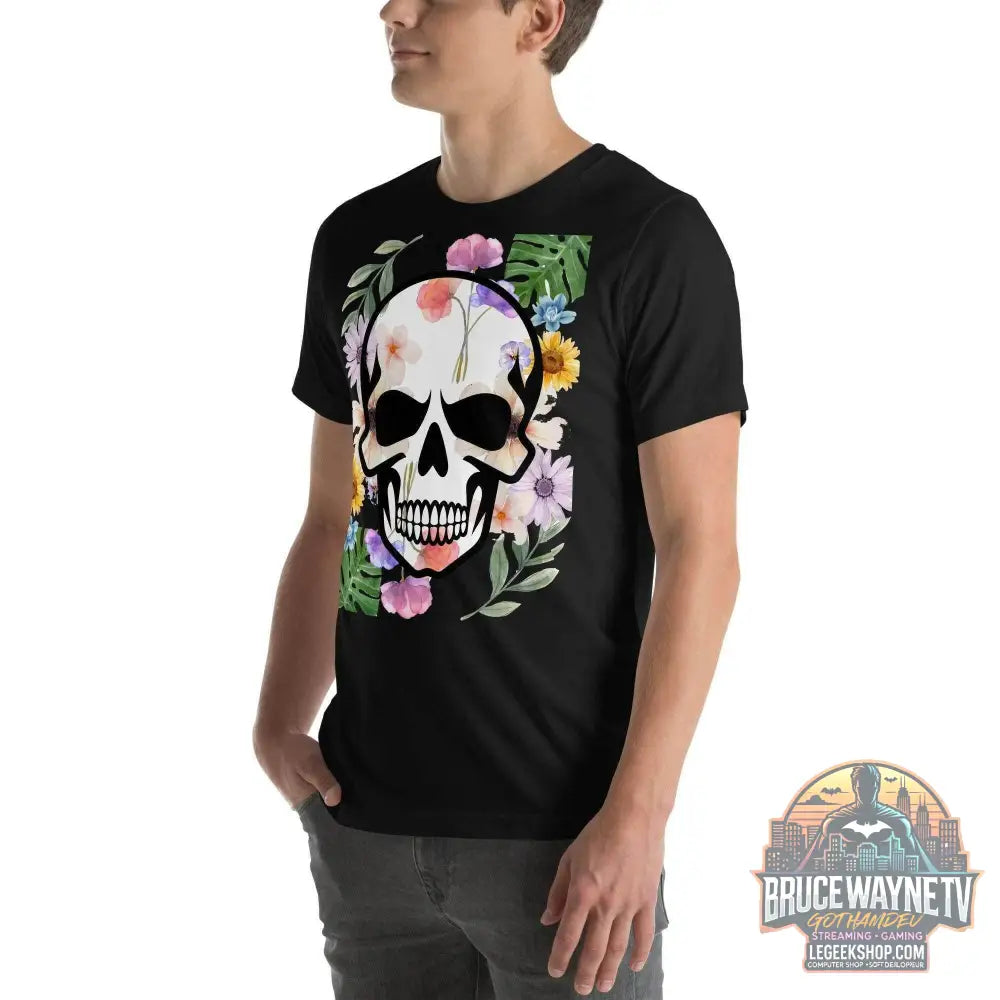 T-shirt Unisexe à Imprimé Crâne et Fleurs - Mode Estivale | Wayne Outfitters - Legeekshop