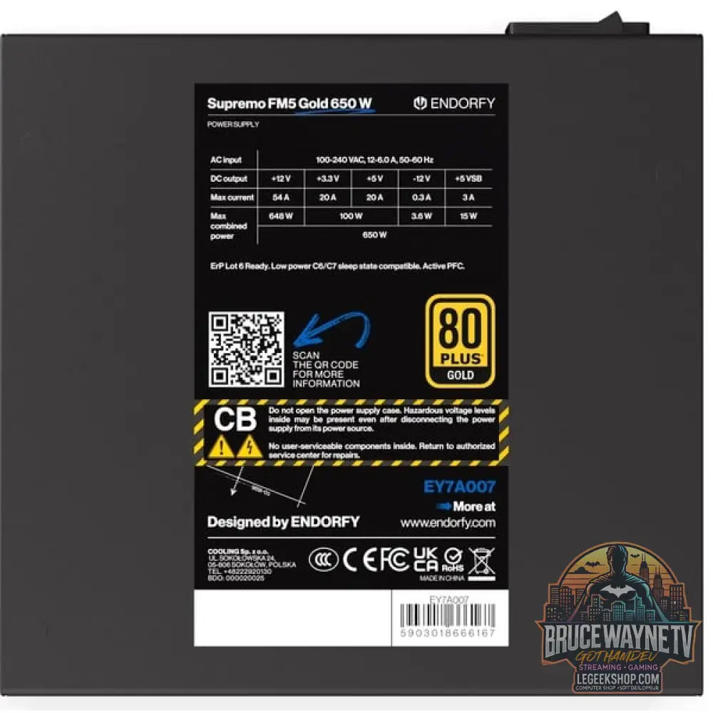 ENDORFY Supremo FM5 Gold 650 W, alimentation PC - ENDORFY - vue 6