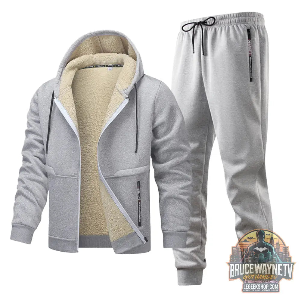 Ensemble Homme Fleece Quilted Hoodie Veste Doublée Polaire - Ensemble Homme