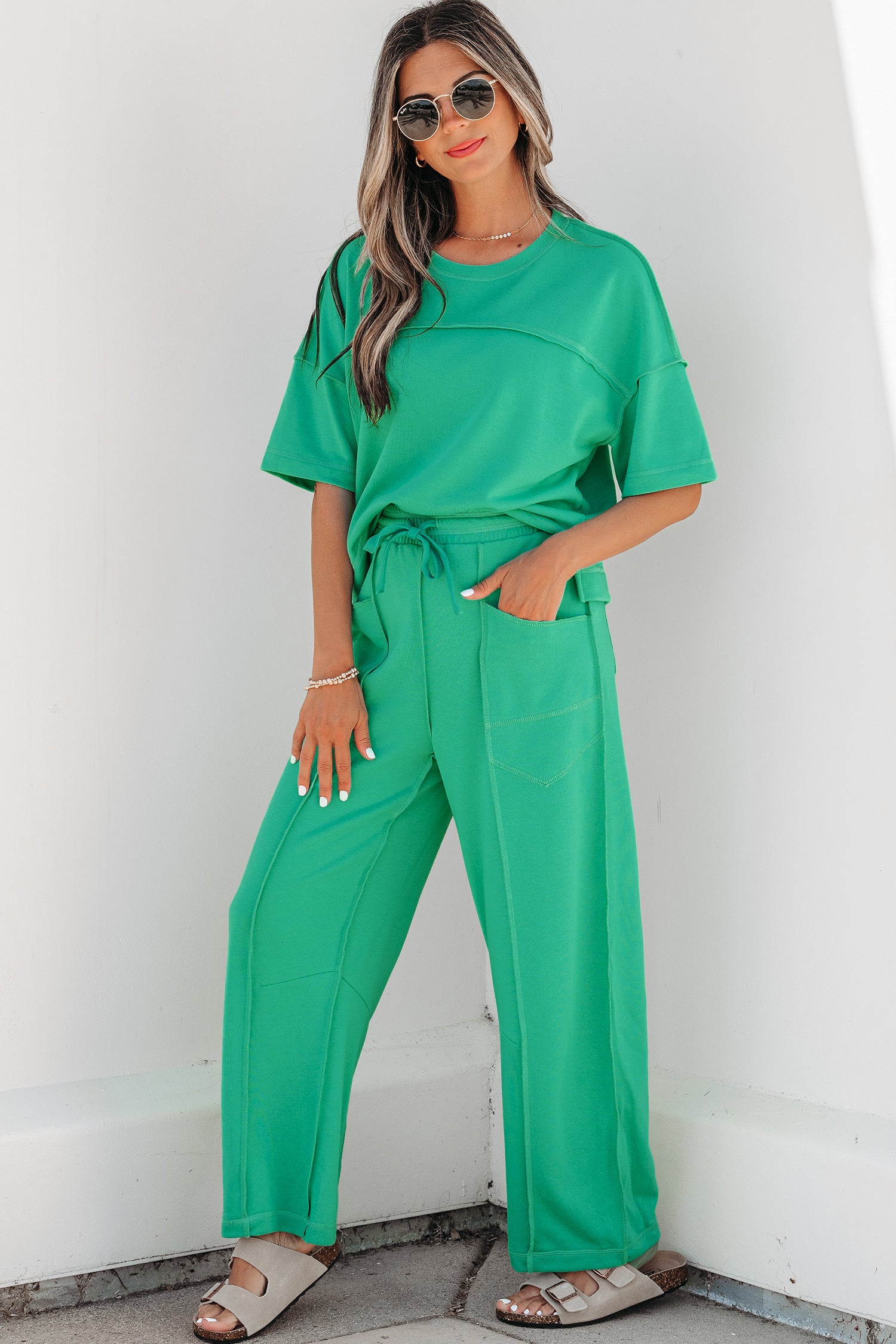 Racing Red Drop Shoulder Boxy Tee and Barrel Pants Set