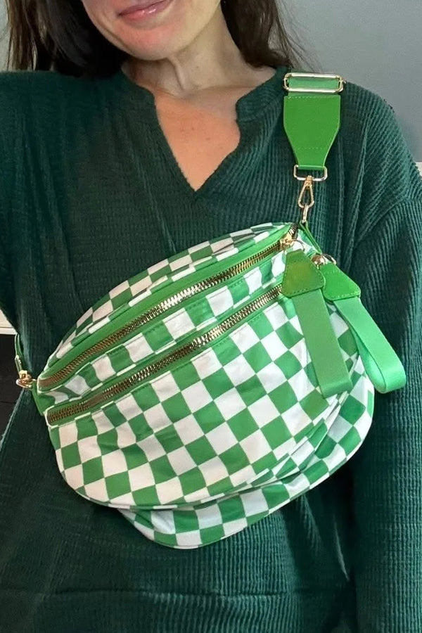 Pièce mode femme à carreaux, bretelles — vert