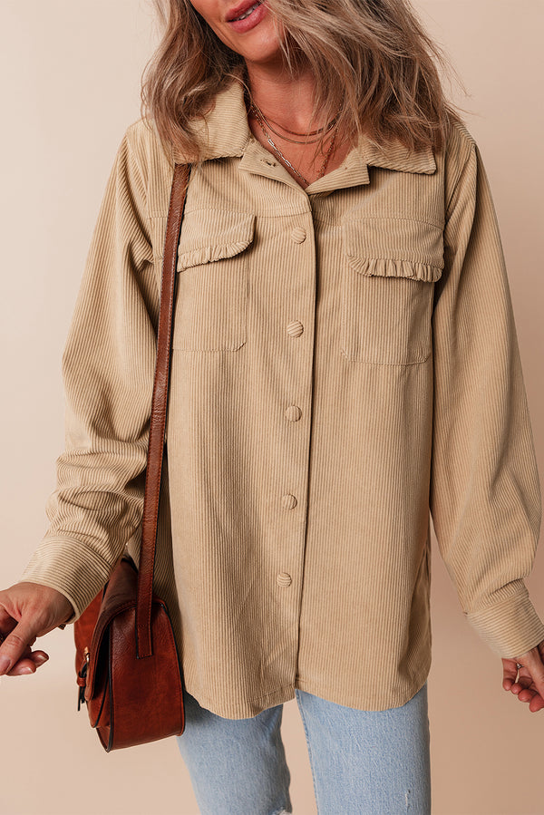 Pièce mode boutonnée, poches, uni — beige