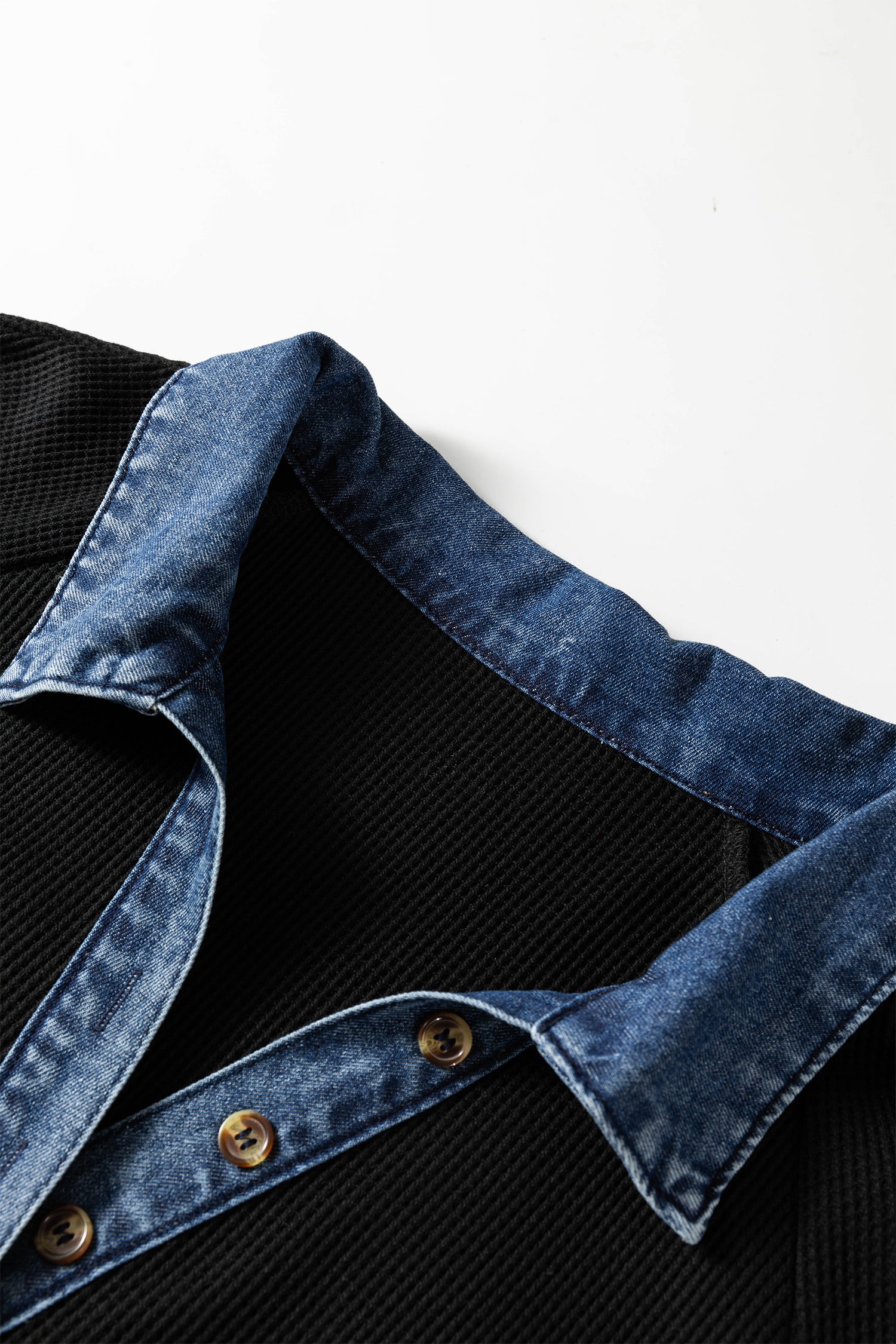 Black Colorblock Denim Collar — Plus Size/Plus Size Dresses/Plus Size Mini Dresses, vue 4, LeGeekShop
