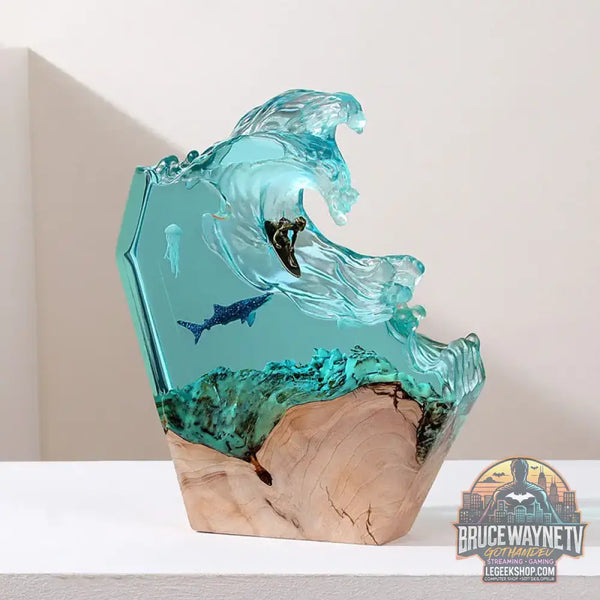 Figurines d’organismes marins algues requins décorations d’art de table plongeur tortue marine veilleuse en résine