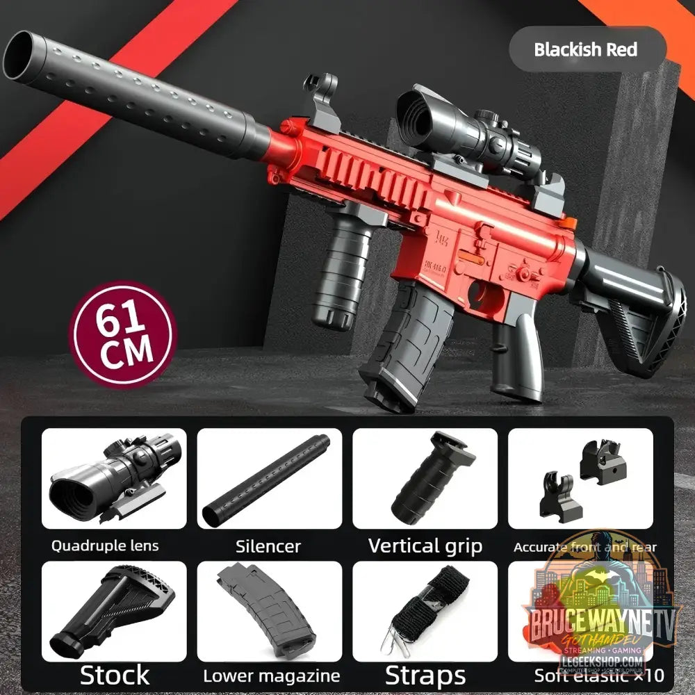 Fusil d’assaut manuel M416 à tir unique pistolet jouet à balles souples cadeau de Noël 2025 pour adultes - Black-Red