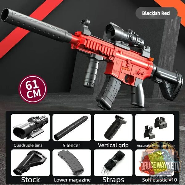 Fusil d’assaut manuel M416 à tir unique pistolet jouet à balles souples cadeau de Noël 2025 pour adultes - Black-Red