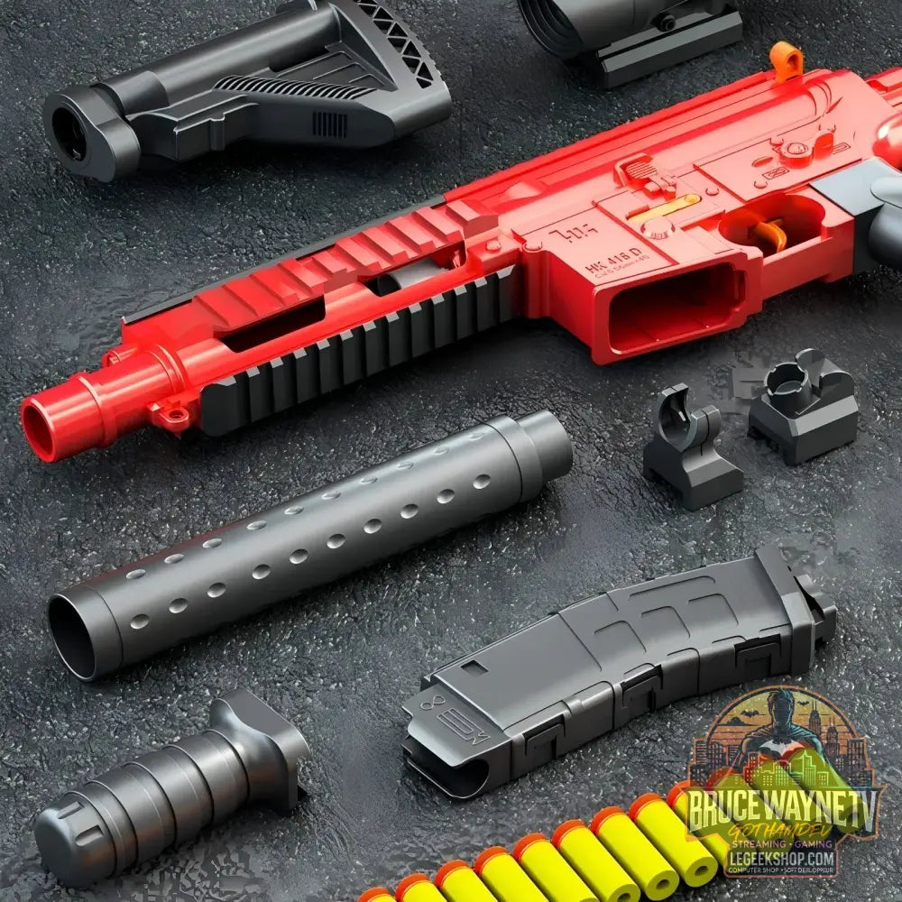 Fusil d’assaut manuel M416 à tir unique pistolet jouet à balles souples cadeau de Noël 2025 pour adultes - Black-Red