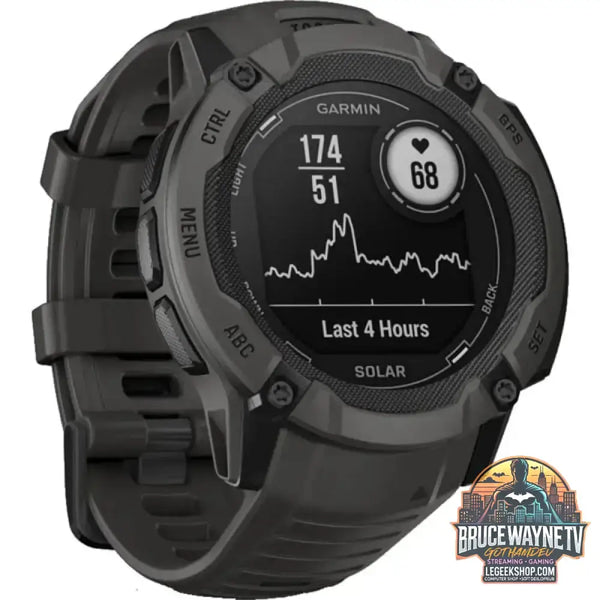Garmin Instinct 2X Solar, Smartwatch dunkelgrau, 55 mm, Silikon-Armband - Garmin