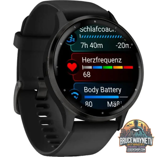 Garmin Venu 3, Smartwatch schwarz/dunkelgrau, 45 mm, schwarzes Silikon-Armband - Garmin