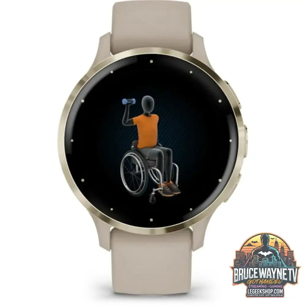 Garmin Venu 3S, Smartwatch beige/gold, 41 mm, schwarzes Silikon-Armband - Garmin - vue 3