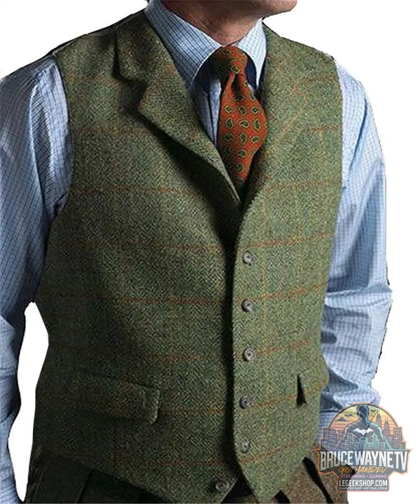 GILET TWEED CARREAUX HOMME - Style Vintage Élégant - Gilet