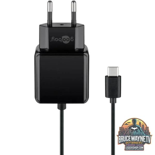 goobay Ladegerät mit 1,5m USB-C Anschlusskabel 3,0A (15W) schwarz - goobay