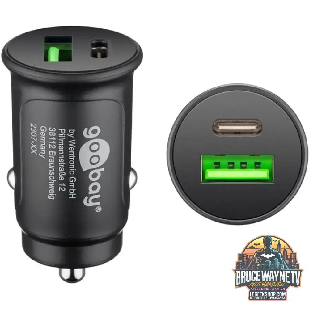 goobay Dual-USB Auto Schnellladegerät USB-C PD schwarz, Power Delivery - goobay - vue 2