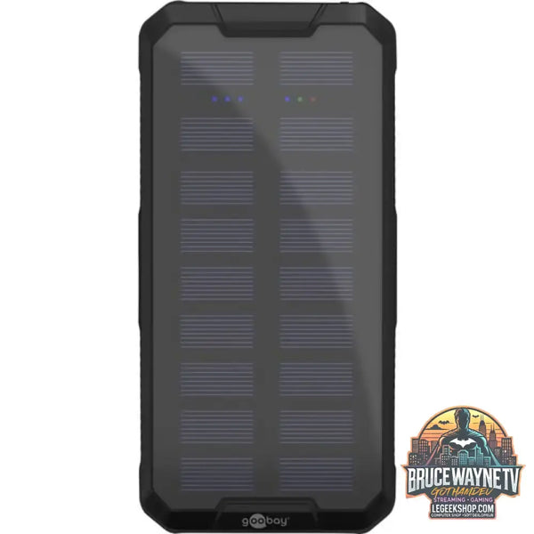 goobay Outdoor Schnelllade-Powerbank 20.000 mAh mit Solar schwarz, USB-C PD, QC 3.0 - Stromquelle: Solar, USB-C, Micro-USB