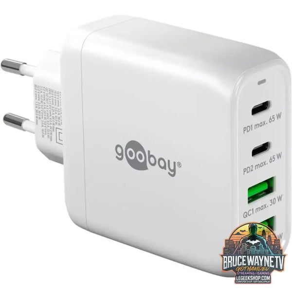 goobay USB-C Multiport-Schnellladegerät, PD, GaN, 68 Watt weiß, 2x USB-C, 2x USB-A, Power Delivery, QuickCharge - goobay