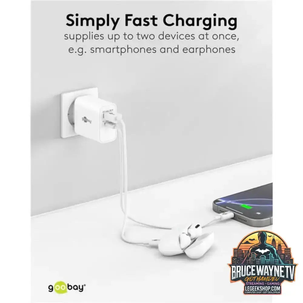 goobay USB-C PD GaN Dual-Schnelladegerät 30 W, wh weiß - goobay - vue 7