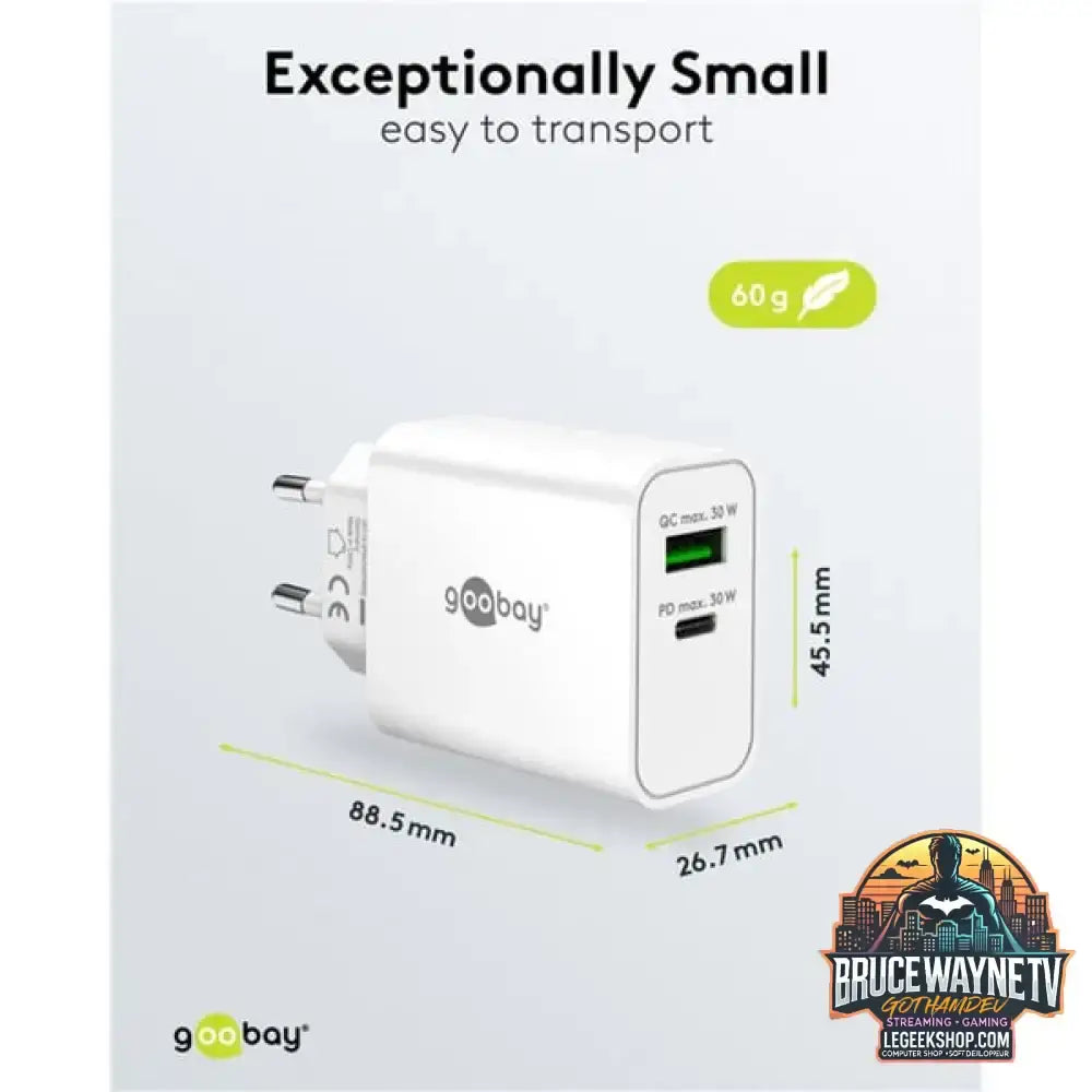 goobay USB-C PD GaN Dual-Schnelladegerät 30 W, wh weiß - goobay - vue 5