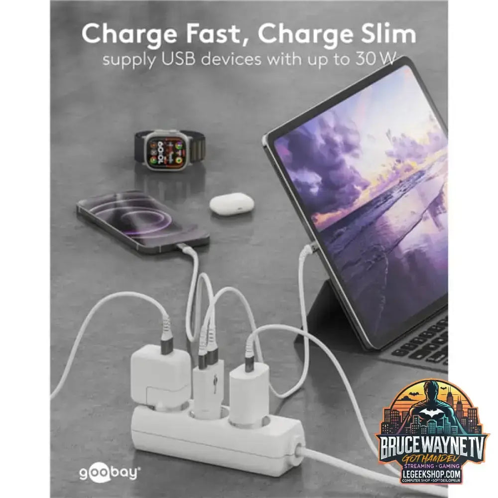 goobay USB-C PD GaN Dual-Schnelladegerät Slim 30 W weiß - goobay - vue 9