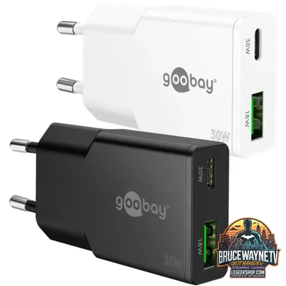 goobay USB-C PD GaN Dual-Schnelladegerät Slim 30 W weiß - goobay - vue 2