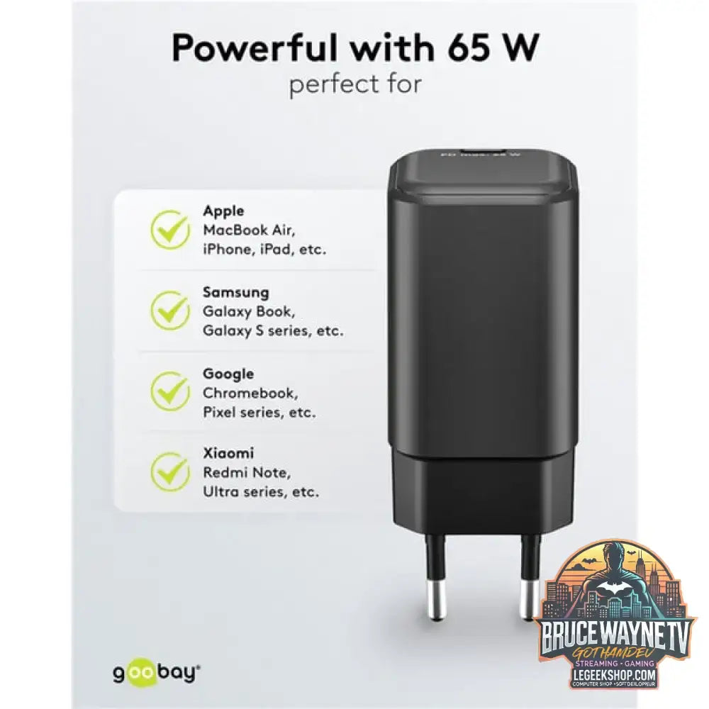 goobay USB-C PD GaN Schnelladegerät Nano 65 W schwarz - goobay - vue 3