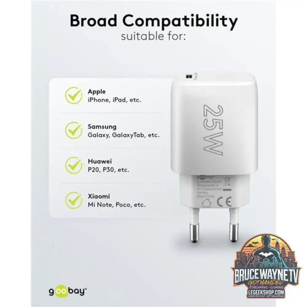 goobay USB-C PD GaN Schnellladegerät 25 Watt weiß, Power Delivery 3.0 - goobay - vue 8