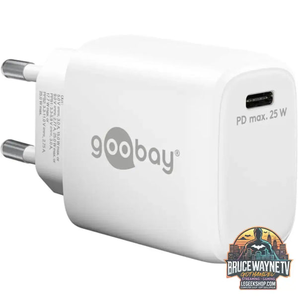 goobay USB-C PD GaN Schnellladegerät 25 Watt weiß, Power Delivery 3.0 - goobay