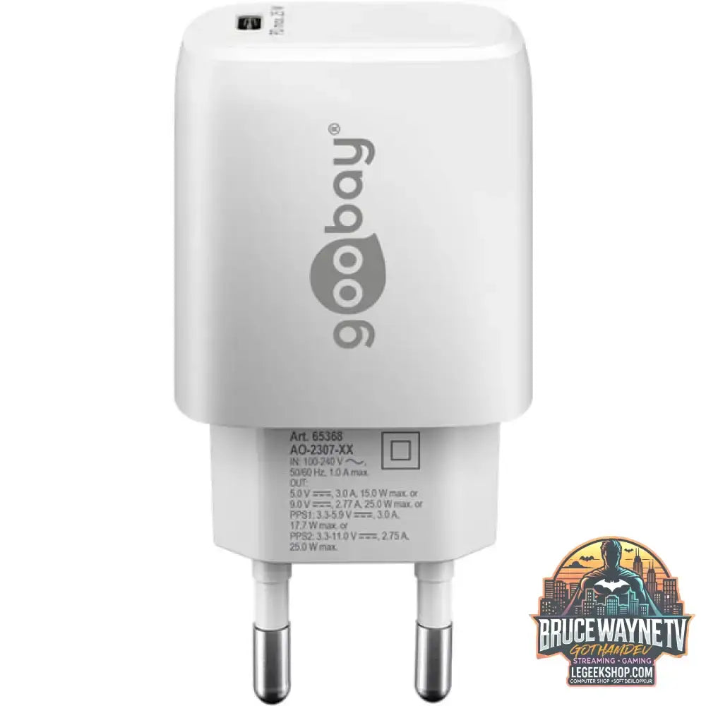 goobay USB-C PD GaN Schnellladegerät 25 Watt weiß, Power Delivery 3.0 - goobay - vue 2