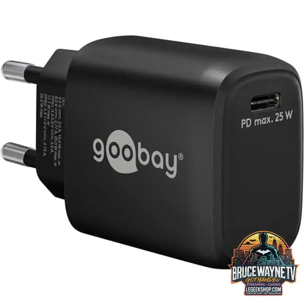 goobay USB-C PD GaN Schnellladegerät 25 Watt schwarz, Power Delivery 3.0 - goobay